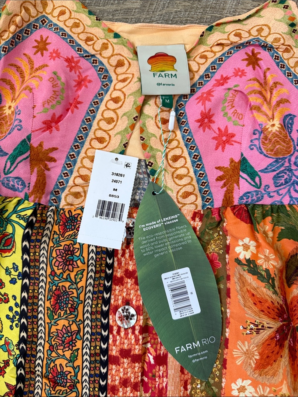 NWT Farm Rio Multicolor Mixed Scarves Midi Dress Size Medium - Picture 2 of 6